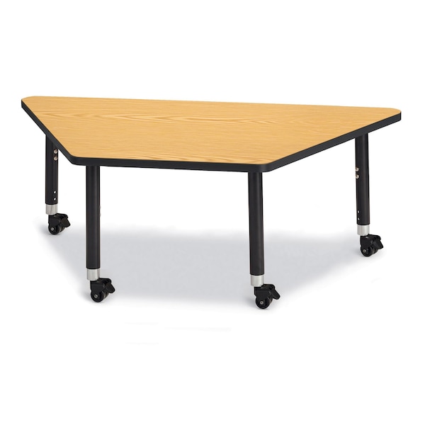 Berries Trapezoid Activity Tables, 30 in. x 60 in., Mobile, Oak/Black/Black